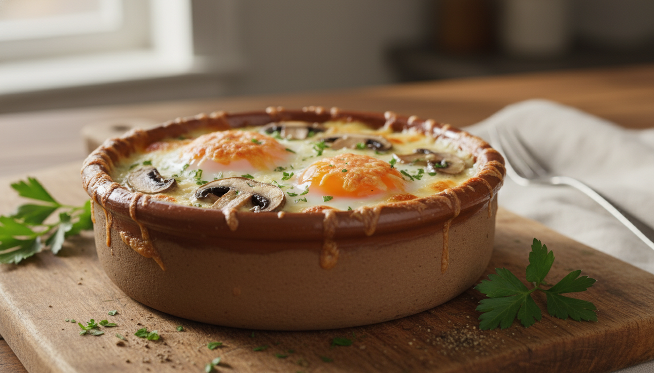 découvrez notre délicieuse recette d'œufs cocotte aux champignons fondants et fromage gourmand, parfaite pour un repas savoureux et réconfortant.