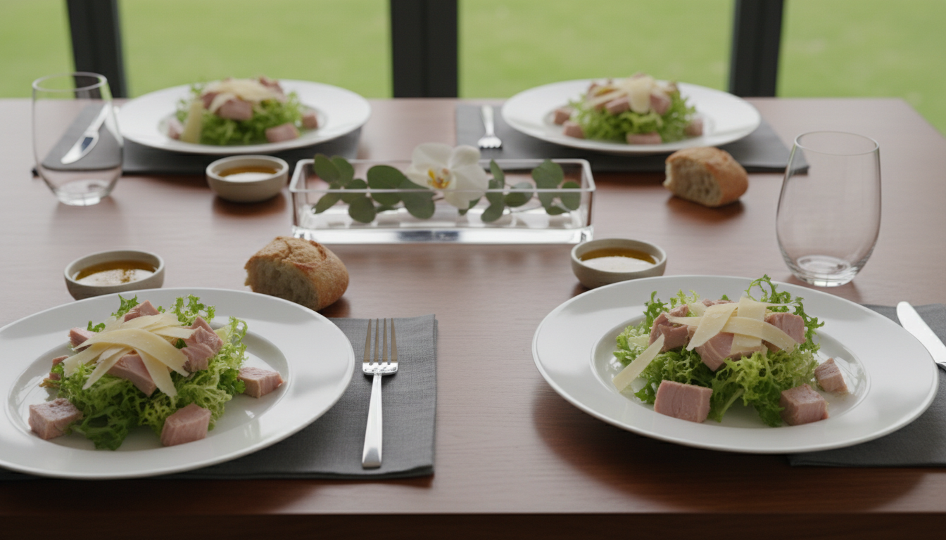 découvrez une recette gourmande et facile de salade frisée au thon avec de fines languettes de fromage frais, idéale pour un repas sain et savoureux.