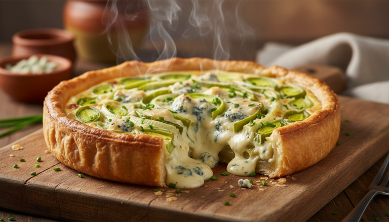 découvrez notre recette facile et savoureuse de tarte aux poireaux fondants et au fromage bleu crémeux, parfaite pour un repas gourmand et réconfortant.