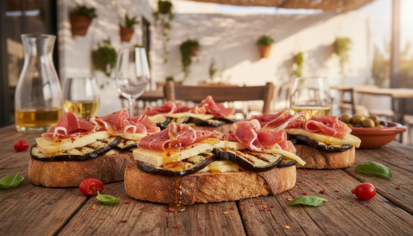 découvrez nos toasts gourmands au jambon cru, fromage de brebis et aubergines rôties, une recette savoureuse et facile à préparer pour un apéritif ou un repas léger.