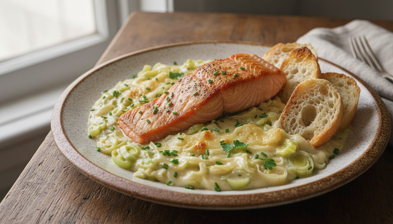 découvrez nos astuces pour réussir une fondue de poireaux fondante et un pavé de saumon délicatement nacré grâce à une cuisson douce et savoureuse.