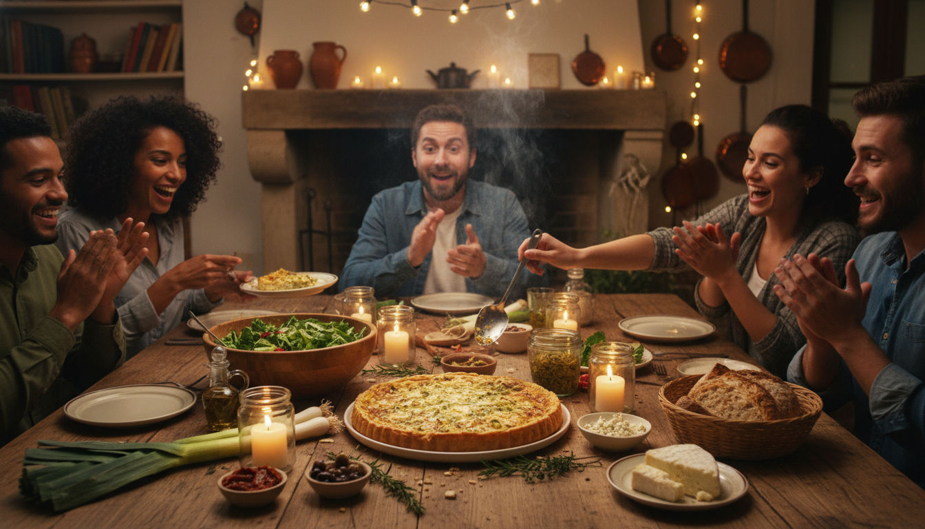 découvrez l'histoire d'une soirée inoubliable où j'ai retiré la pâte de ma quiche poireaux-chèvre, et comment cette originalité a conquis tous les invités.