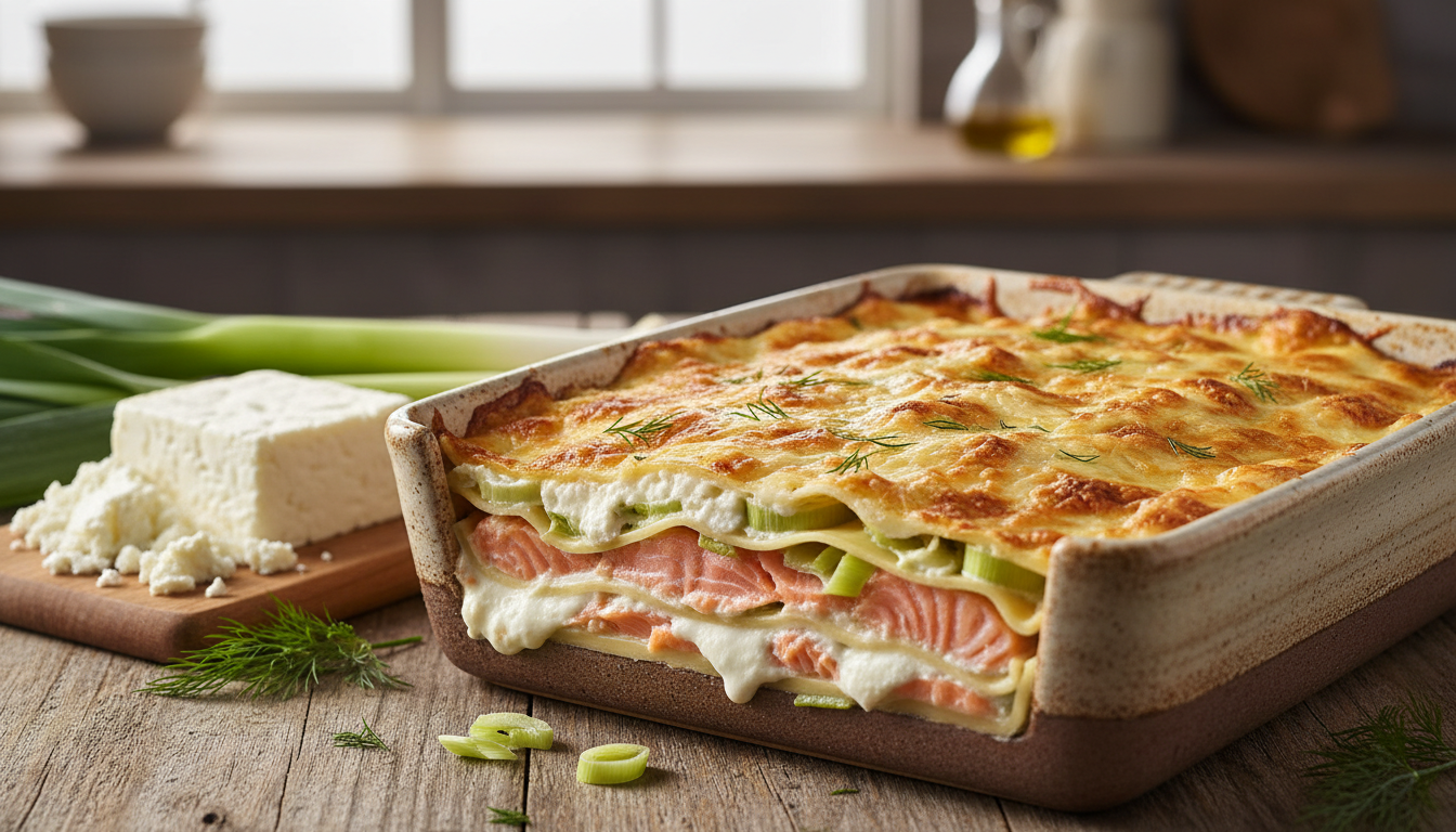 découvrez notre recette de lasagnes gourmandes au saumon, poireaux fondants et fromage frais, pour un plat délicieusement savoureux et facile à préparer.