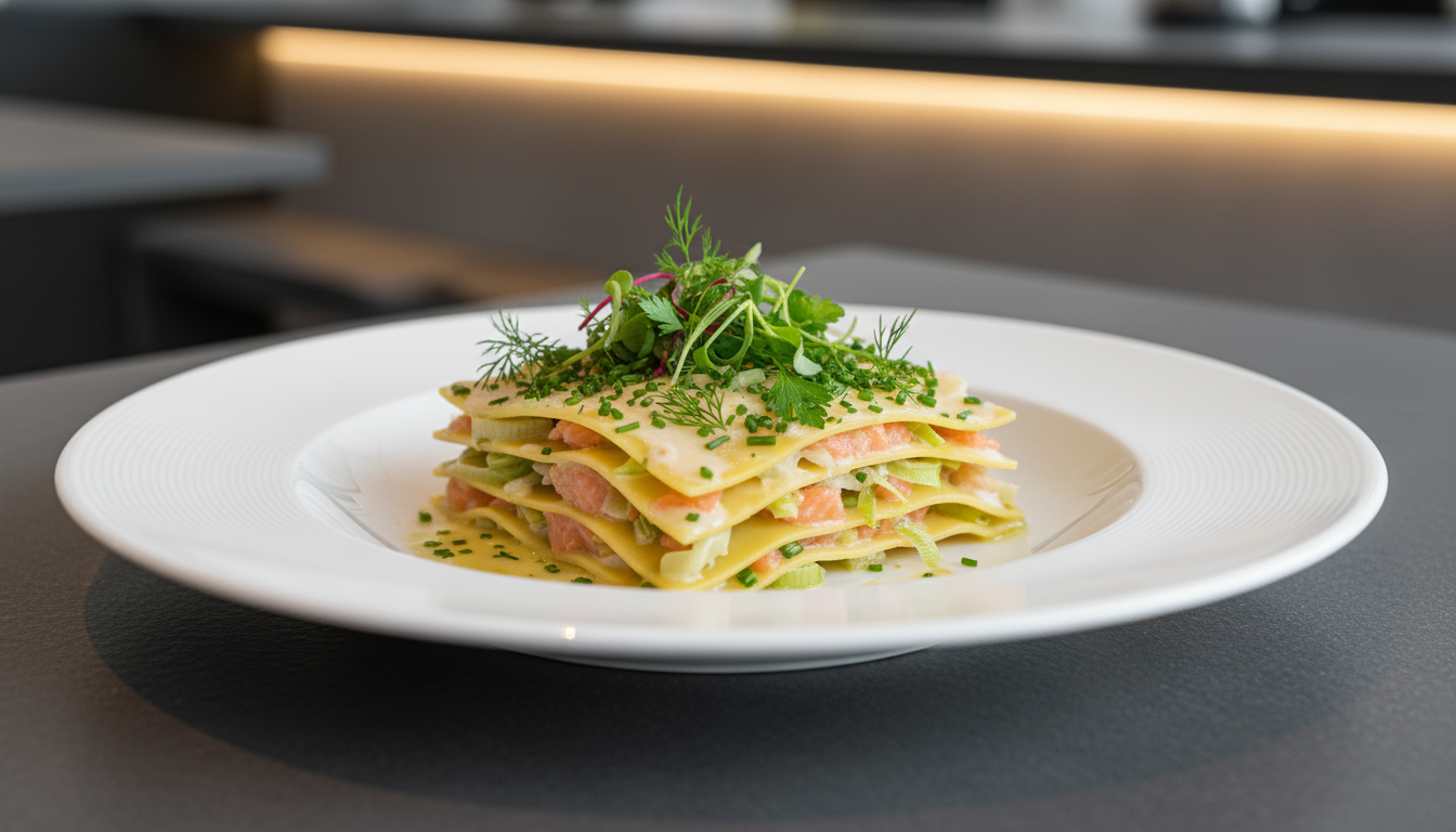 découvrez notre recette de lasagnes gourmandes au saumon, poireaux fondants et fromage frais, une alliance savoureuse et crémeuse pour un repas convivial et délicieux.