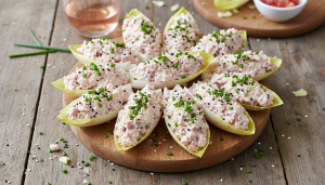 découvrez nos mini barquettes d’endive au jambon, l’apéritif express et gourmand parfait pour vos moments conviviaux et rapides à préparer.