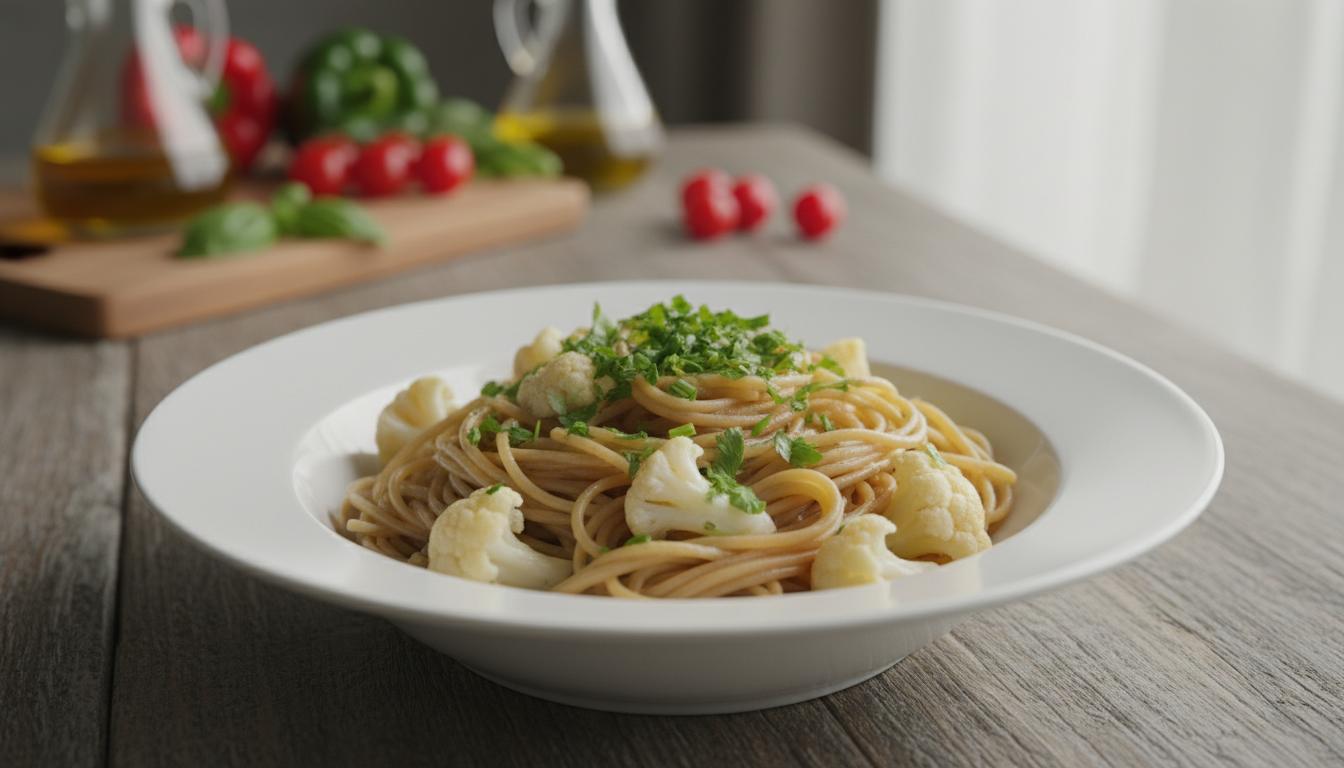 découvrez une recette légère et savoureuse de pâtes complètes au chou-fleur, idéale pour garder la ligne tout en se régalant.