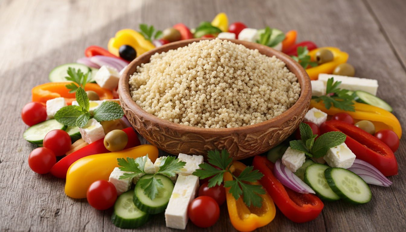 découvrez une recette savoureuse de salade de quinoa colorée, mêlant légumes croquants et fromage frais pour un plat frais, équilibré et plein de saveurs.