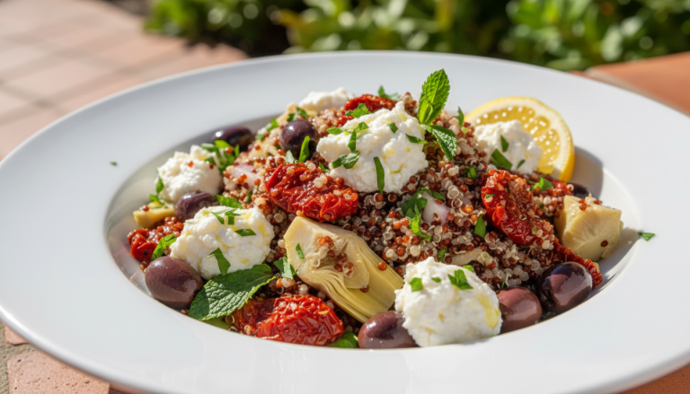 découvrez une recette savoureuse de salade de quinoa colorée, agrémentée de légumes croquants et de fromage frais, idéale pour un repas sain et gourmand.