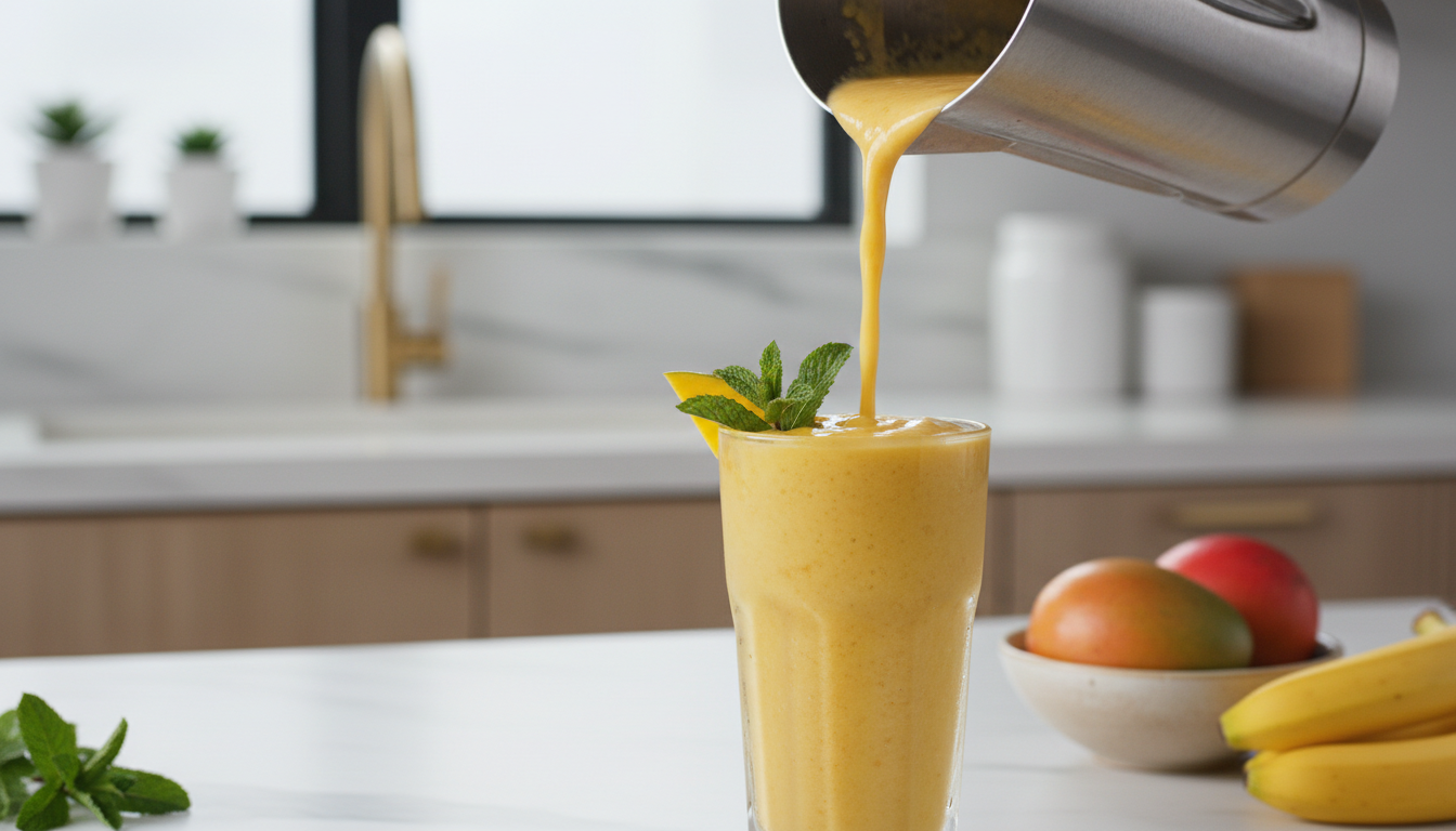 découvrez une recette simple et rapide de smoothie glacé léger à la mangue et à la banane, parfait pour un moment fruité et rafraîchissant en toute légèreté.