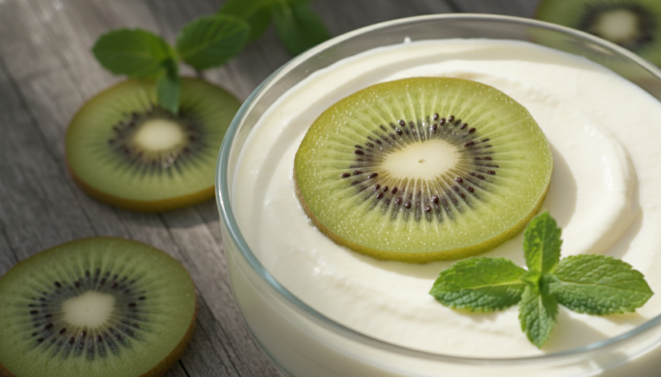 découvrez un dessert fruité sans cuisson alliant la fraîcheur croquante du kiwi à une crème veloutée, parfait pour séduire tous les gourmands en quête de douceur et de simplicité.