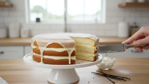 découvrez un miracle gourmand avec notre gâteau à la vanille en trois couches, réalisé avec une seule pâte versée. un délice moelleux et surprenant, prêt à émerveiller vos papilles dès la sortie du four.