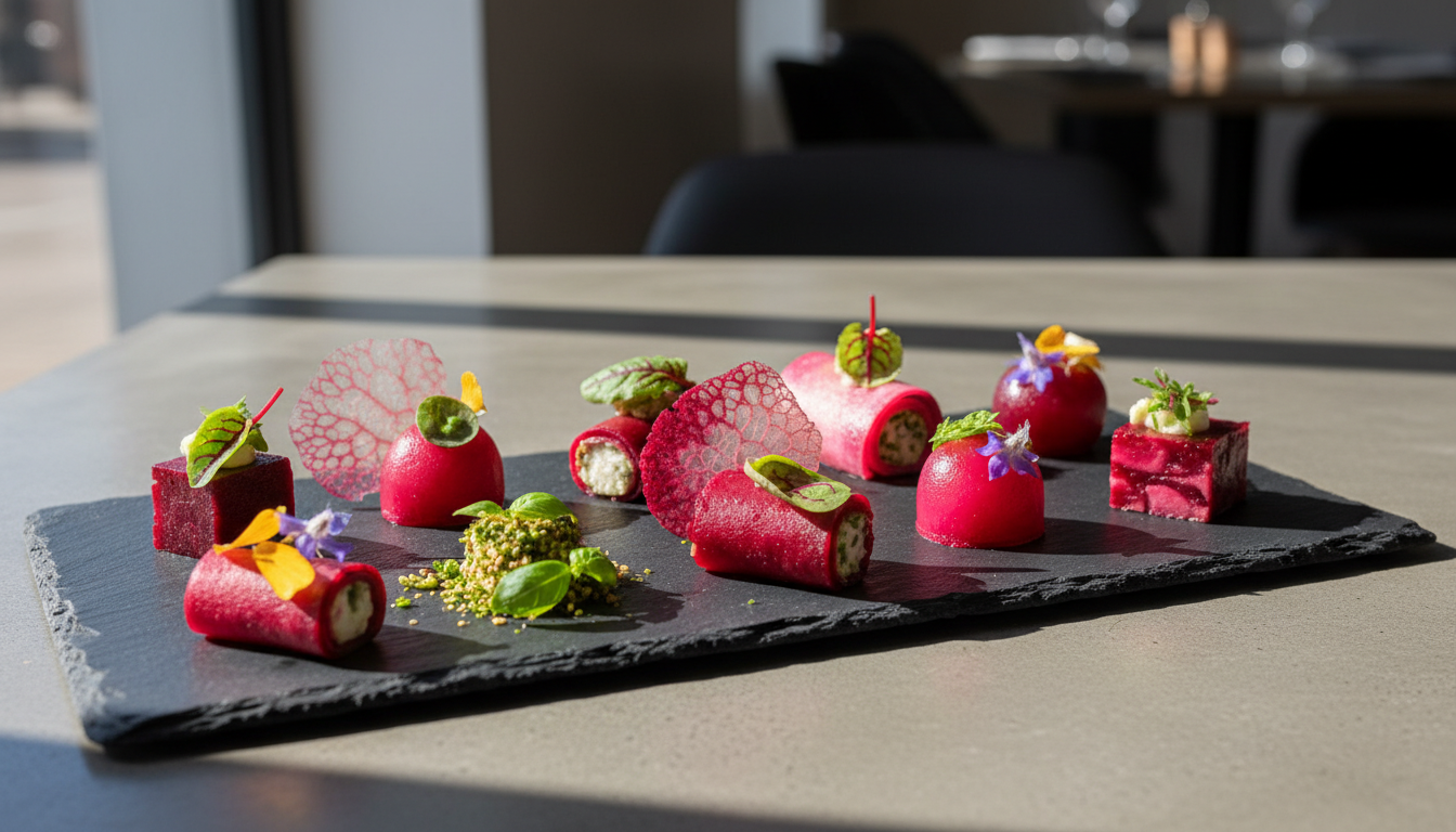 découvrez des bouchées apéritives à la betterave, colorées, fraîches et élégantes, parfaites pour impressionner vos invités comme un grand chef.