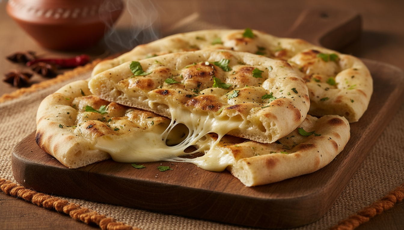 découvrez notre recette de cheese naan, le pain au fromage fait maison, moelleux et savoureux, parfait pour accompagner tous vos repas ou pour une gourmandise à partager.