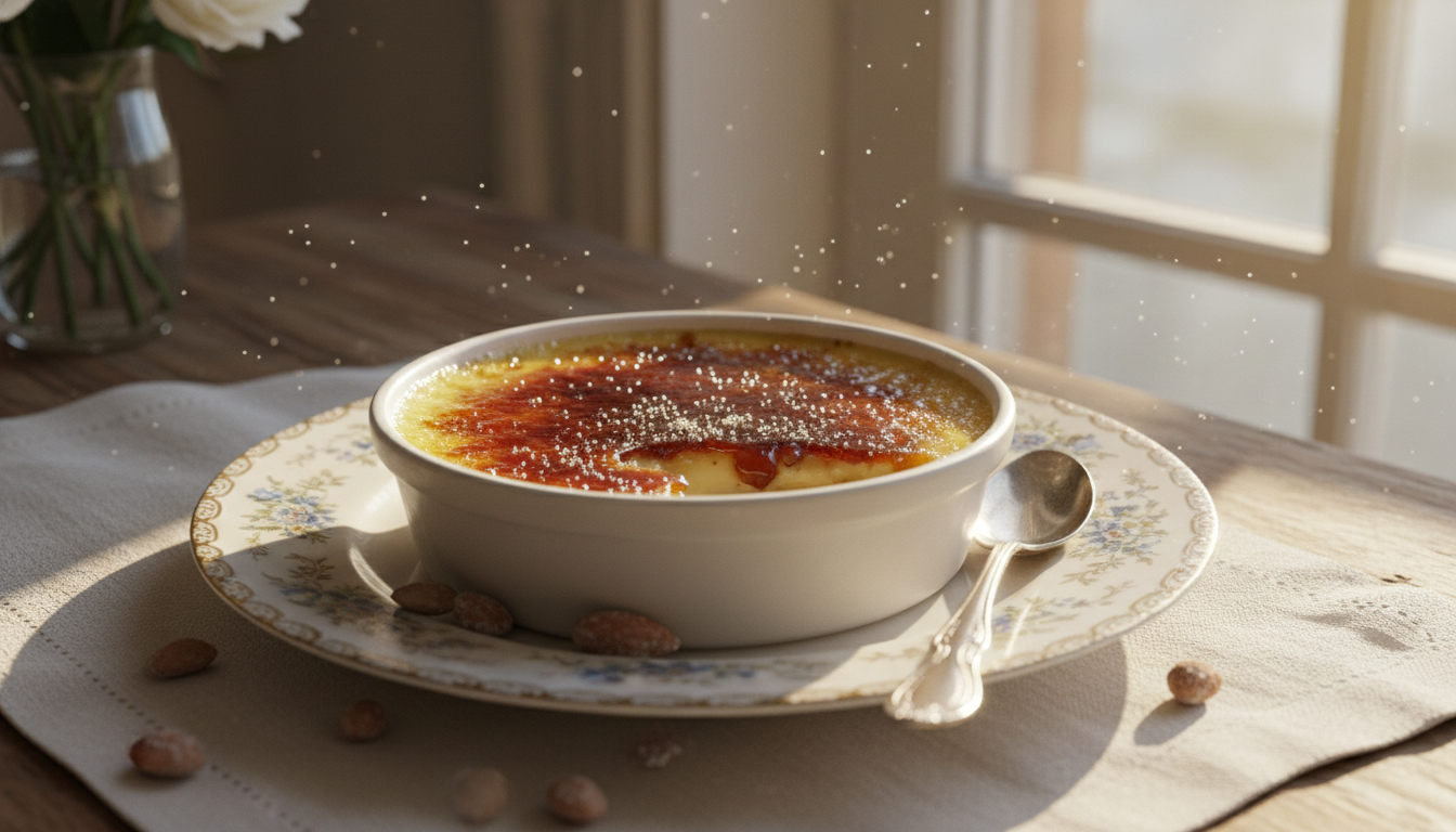 découvrez notre recette de crème brûlée aérienne à l'amande et vanilla, une gourmandise simple à préparer qui ravira vos papilles.