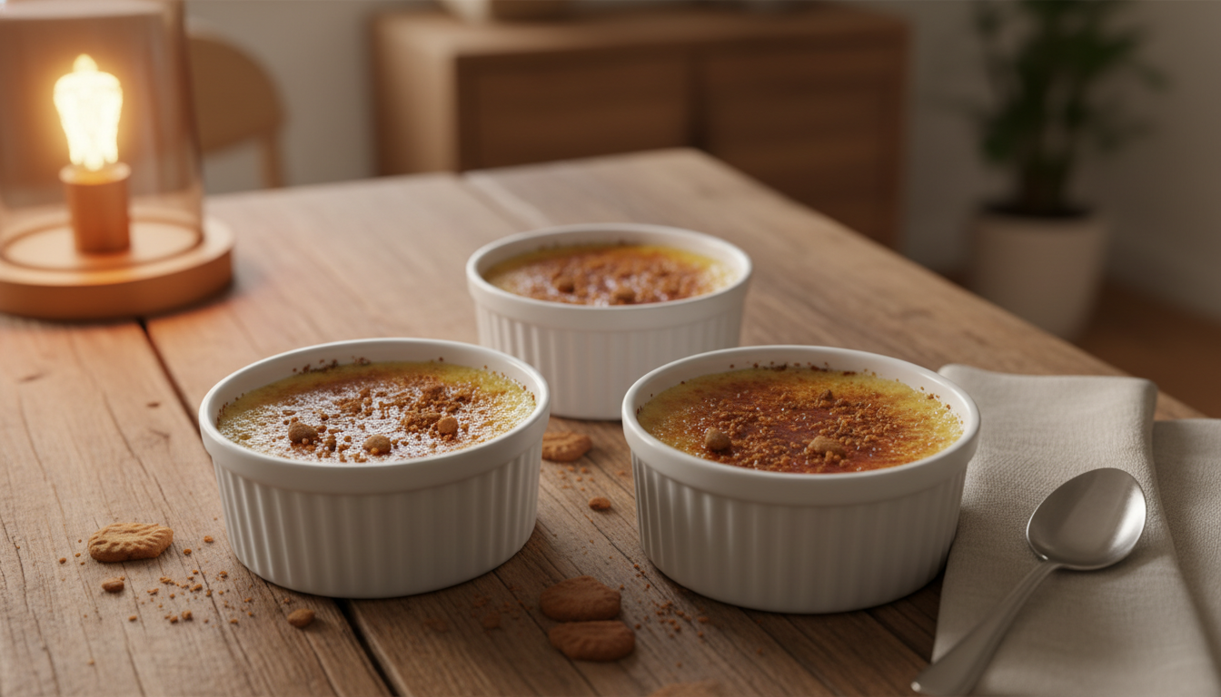 découvrez notre recette de crème brûlée légère au spéculoos, un dessert facile, rapide et gourmand à savourer à tout moment.
