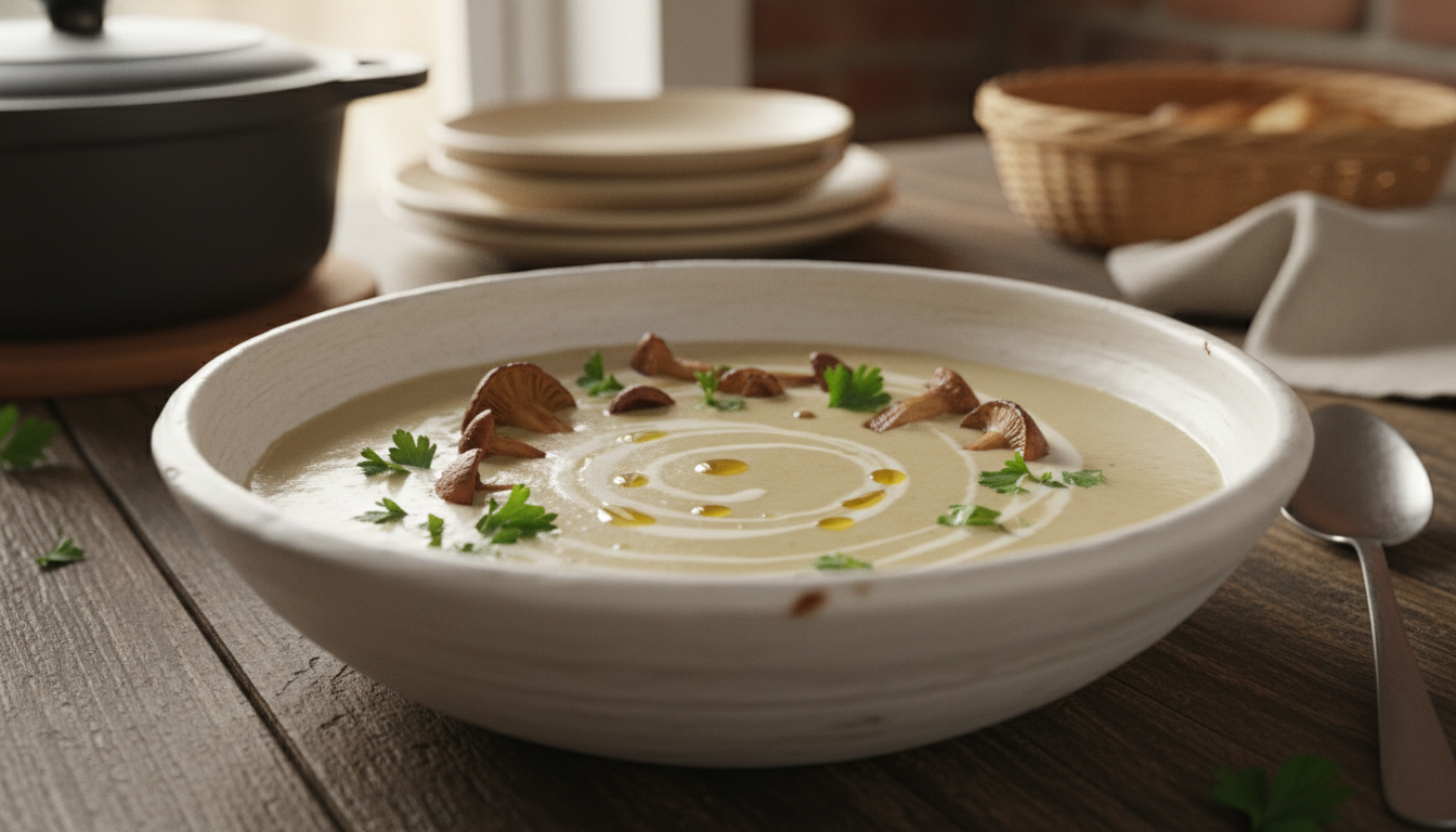 découvrez une recette saine et délicieuse de soupe aux champignons de paris, parfaite pour un repas léger et réconfortant.