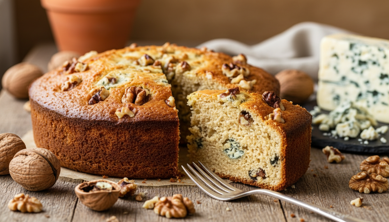 apprenez à préparer un cake moelleux au roquefort et aux noix croquantes, une recette facile et délicieuse parfaite pour toutes les occasions.