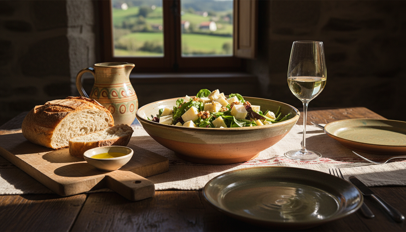 découvrez la recette authentique et savoureuse de la délice basque, une salade au fromage de brebis, parfaite pour un repas frais et gourmand.