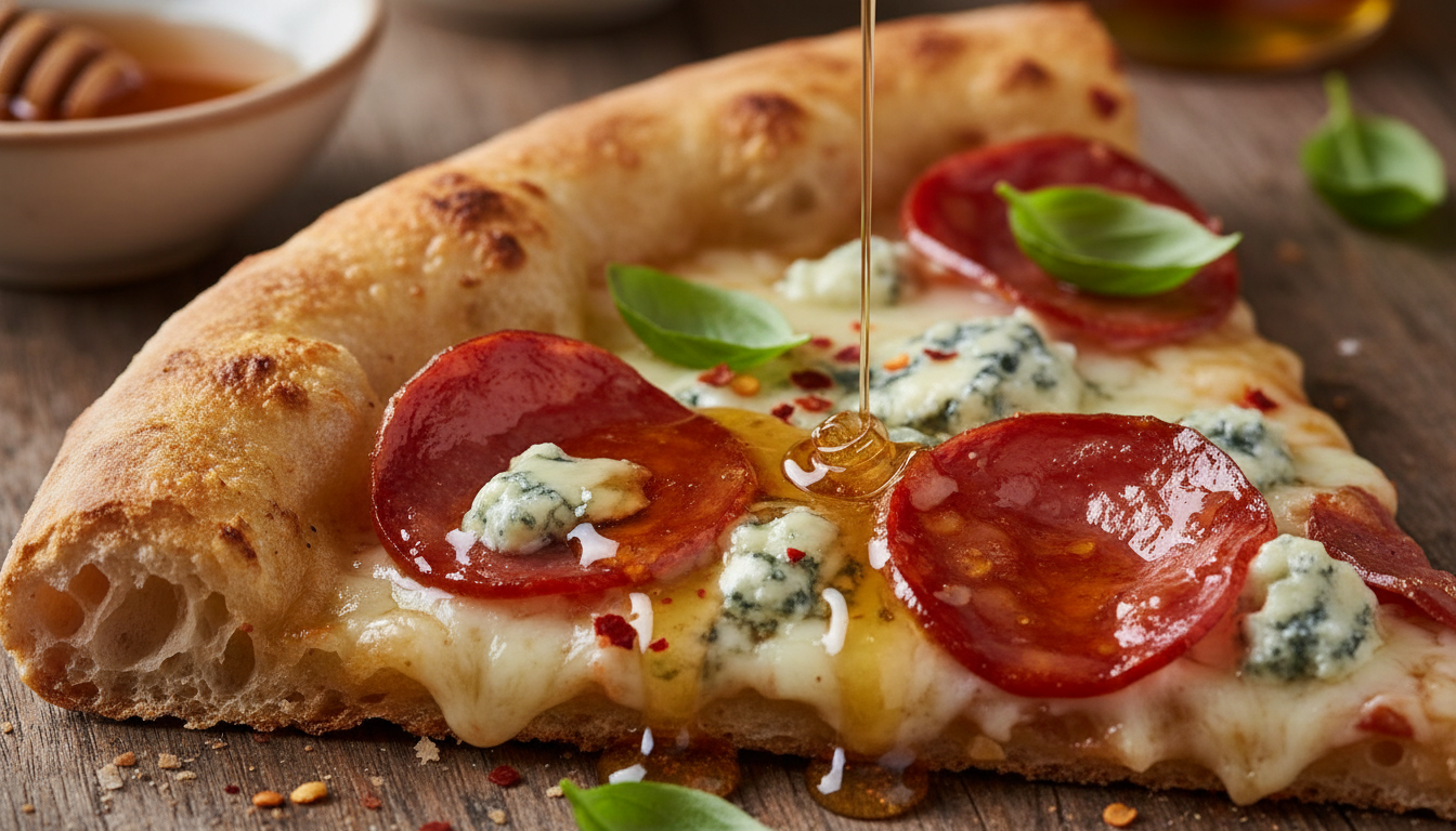 découvrez la délice croquant, une pizza gourmande alliant le bleu fondu onctueux et le chorizo épicé pour une explosion de saveurs croustillantes à chaque bouchée.