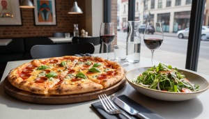 découvrez la délice croquant, une pizza savoureuse au bleu fondu et chorizo épicé, alliant douceur et piquant pour une explosion de saveurs unique.