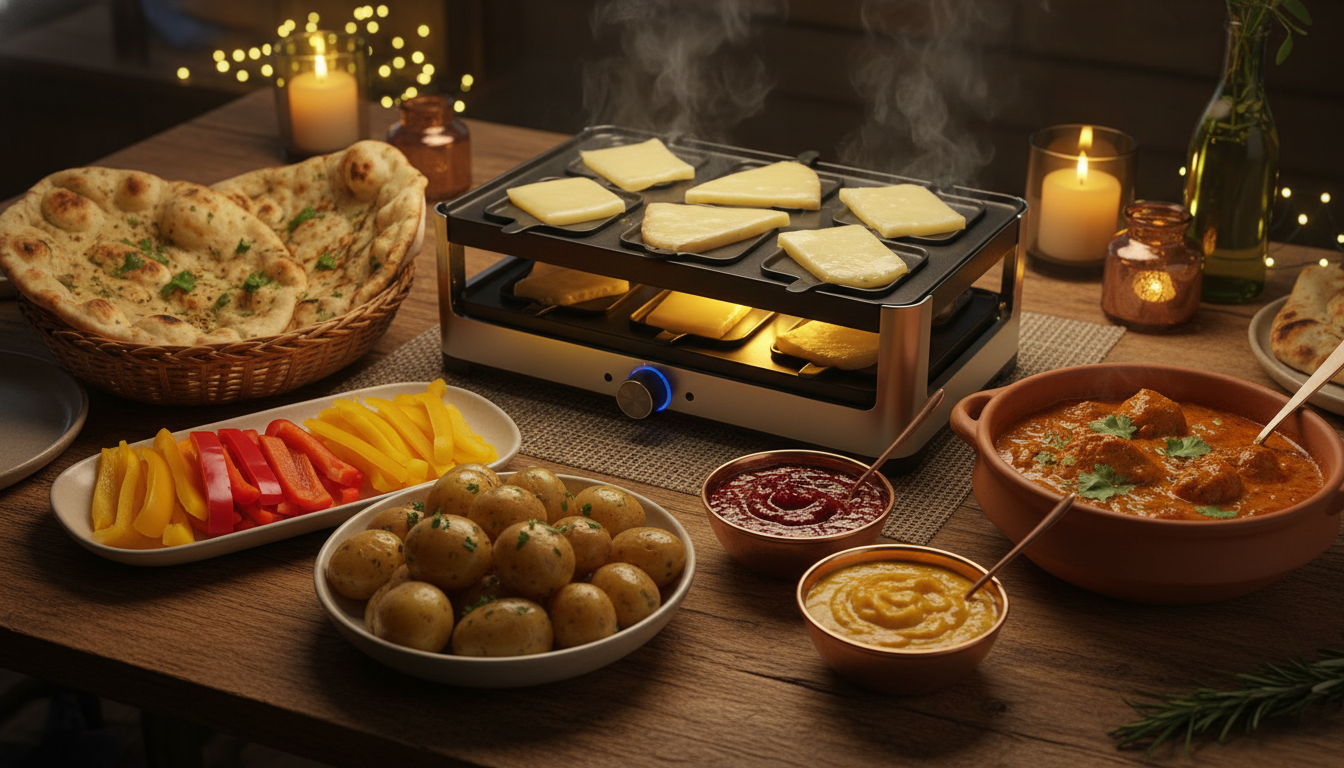 découvrez notre recette savoureuse de délice de raclette au poulet façon indienne, un plat épicé alliant les saveurs réconfortantes de la raclette et les épices parfumées de l'inde pour un repas original et gourmand.