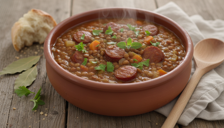découvrez notre mijoté léger de lentilles parfumé au figatellu, un délice sain alliant saveurs authentiques et bienfaits nutritionnels pour un repas gourmand et équilibré.