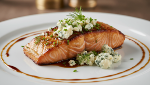 découvrez une recette gourmande de délices de saumon caramélisé au soja et fromage bleu, alliant saveurs sucrées-salées pour un plat savoureux et facile à préparer.