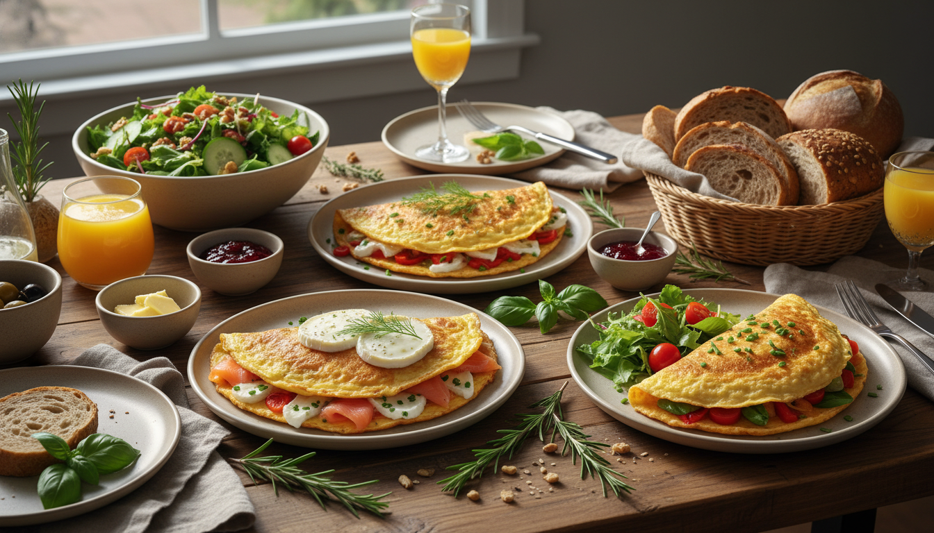 découvrez une recette gourmande d'omelette au saumon fumé et fromage de chèvre, facile à préparer et parfaite pour un repas savoureux.