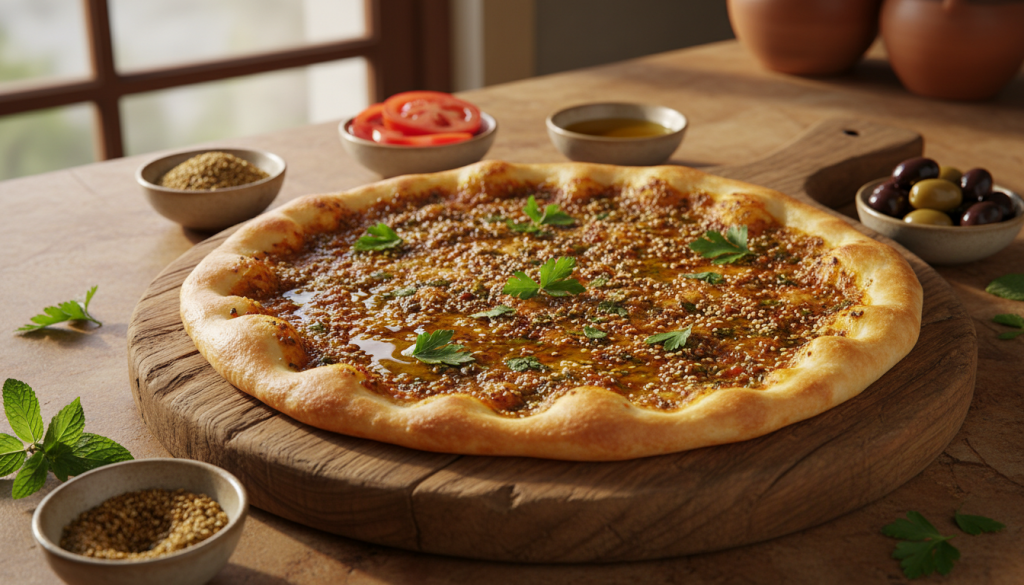 découvrez notre recette simple et rapide de pizza libanaise légère au zahtar, pleine de saveurs authentiques pour un repas délicieux et sain.