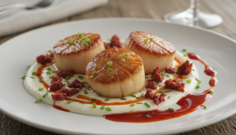 découvrez une recette savoureuse de noix de saint-jacques parfumées au chorizo, sublimées par l'onctuosité du fromage frais. un plat gourmand et raffiné qui éveillera vos papilles.