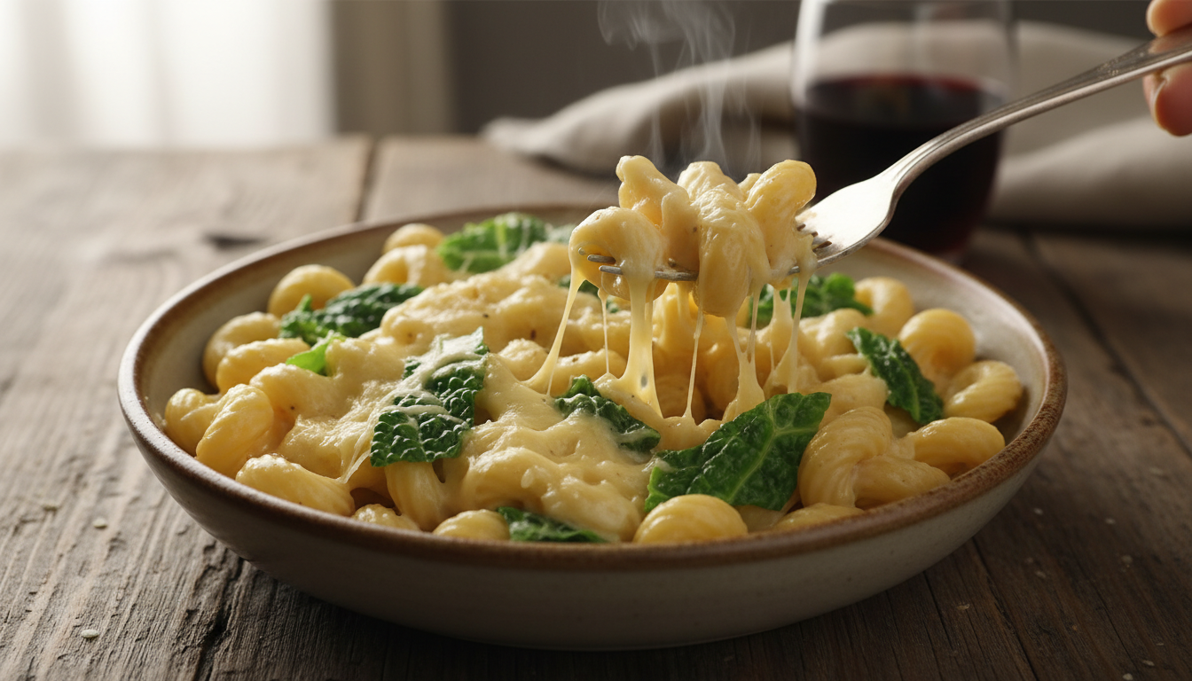 découvrez notre recette savoureuse de pâtes au chou vert et fromage fondant, facile à préparer et parfaite pour un repas gourmand et réconfortant.