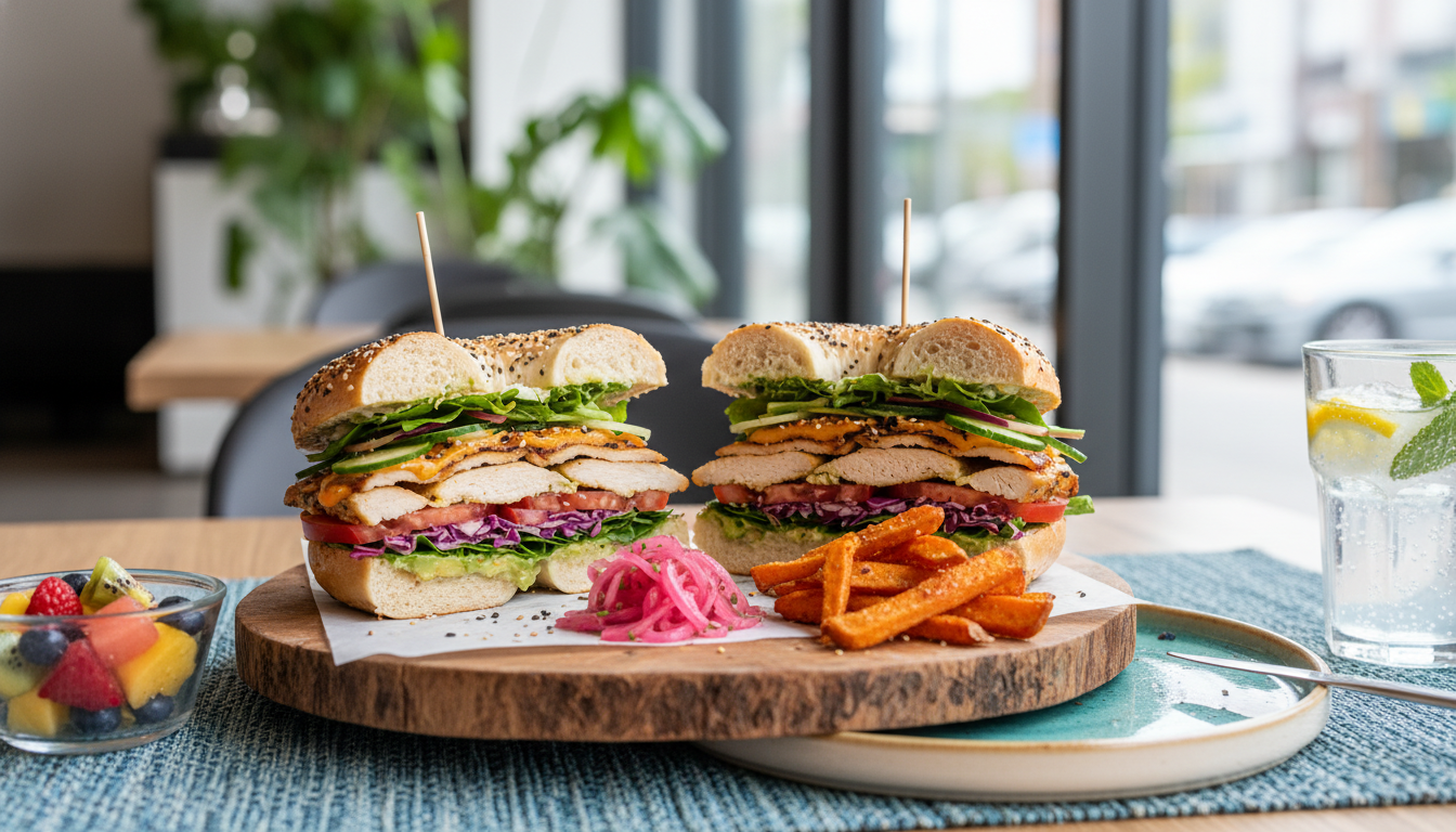 découvrez notre recette facile et savoureuse de bagel au poulet, légumes croquants et fromage frais. un délicieux mélange de saveurs parfait pour un repas rapide et gourmand.