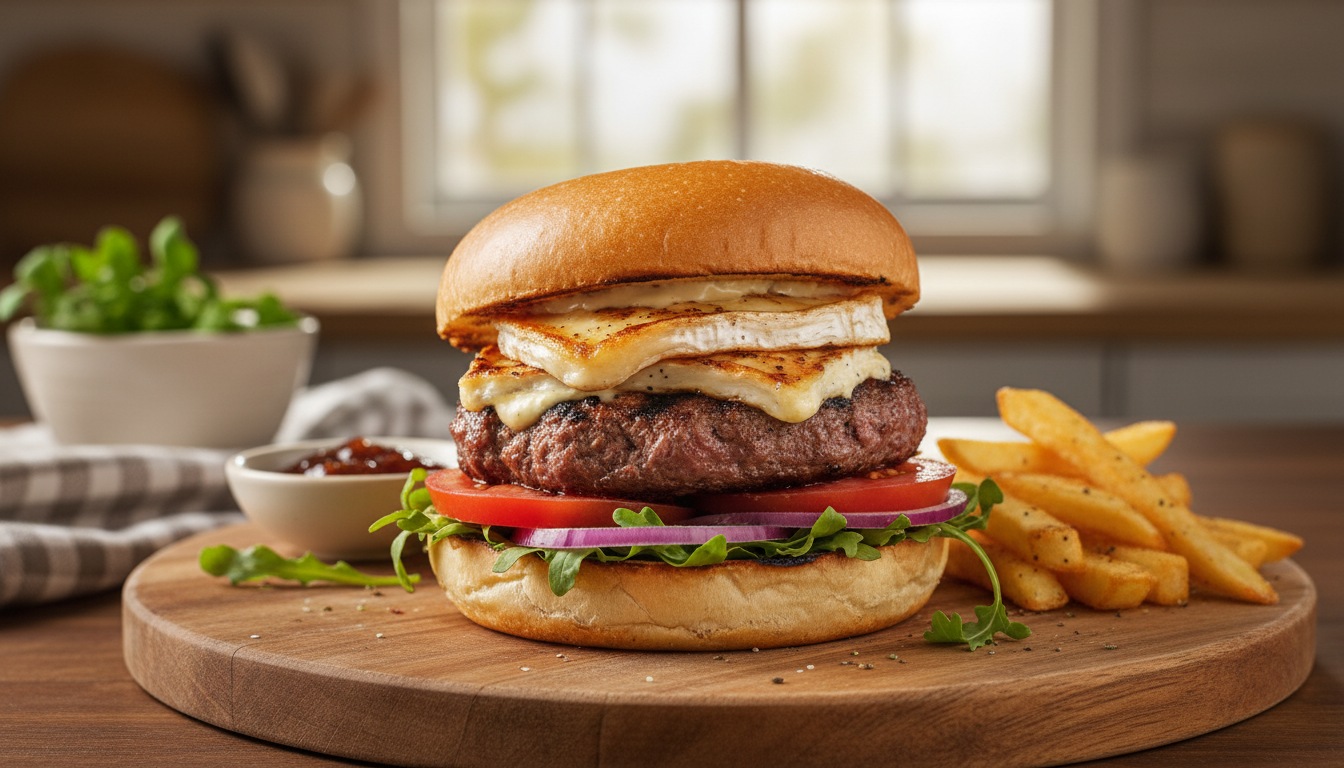 découvrez notre recette simple et savoureuse de délicieux burger au fromage de chèvre, idéale pour un repas fait maison gourmand et original.