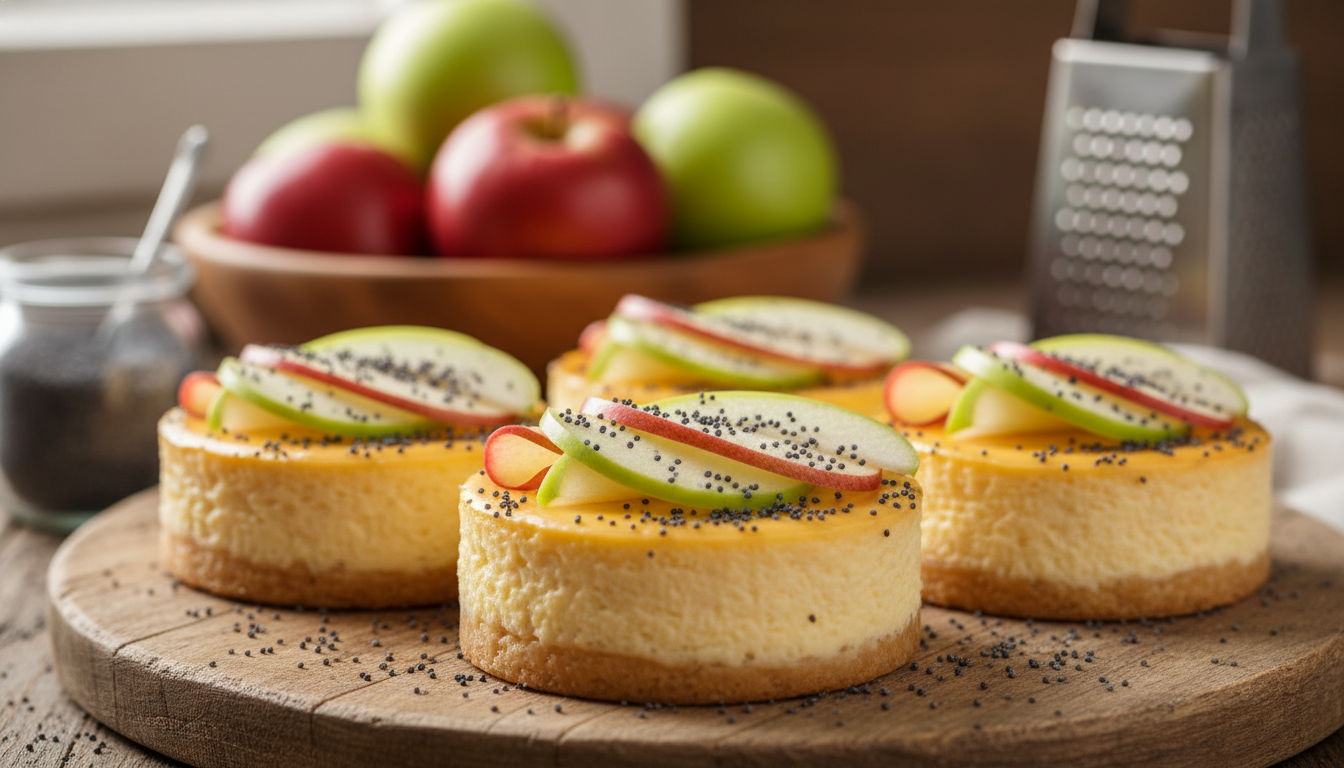 découvrez notre recette gourmande de mini-cakes au fromage, pommes croquantes et graines de pavot, pour un délicieux moment de plaisir sucré-salé.