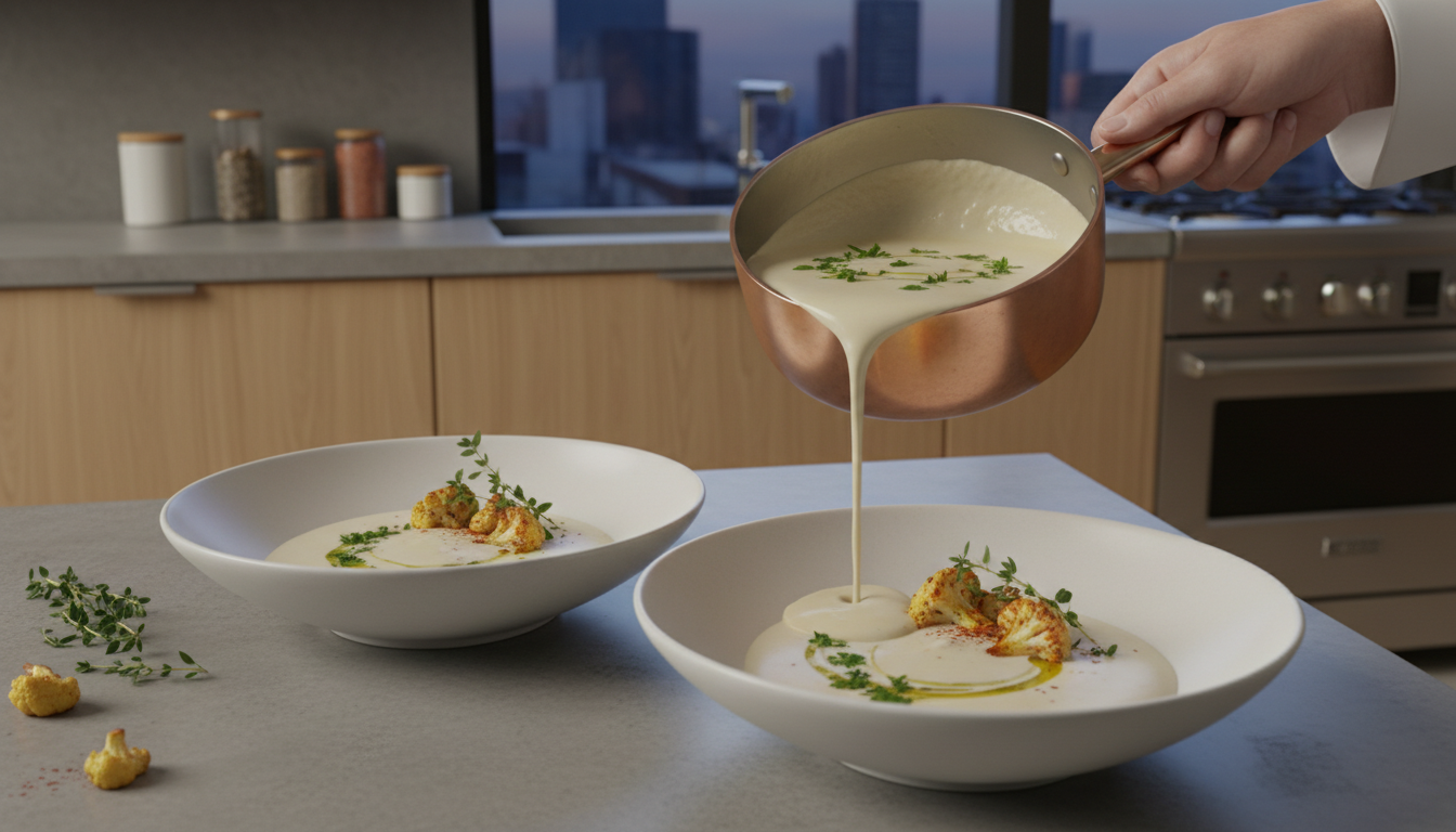 découvrez notre recette facile et gourmande de velouté de chou-fleur onctueux au mascarpone, un plat réconfortant parfait pour toutes les saisons.