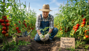 découvrez la méthode ingénieuse d'un retraité pour planter les tomates en les enterrant jusqu'au cou, une technique qui a triplé ses récoltes en une seule saison estivale.