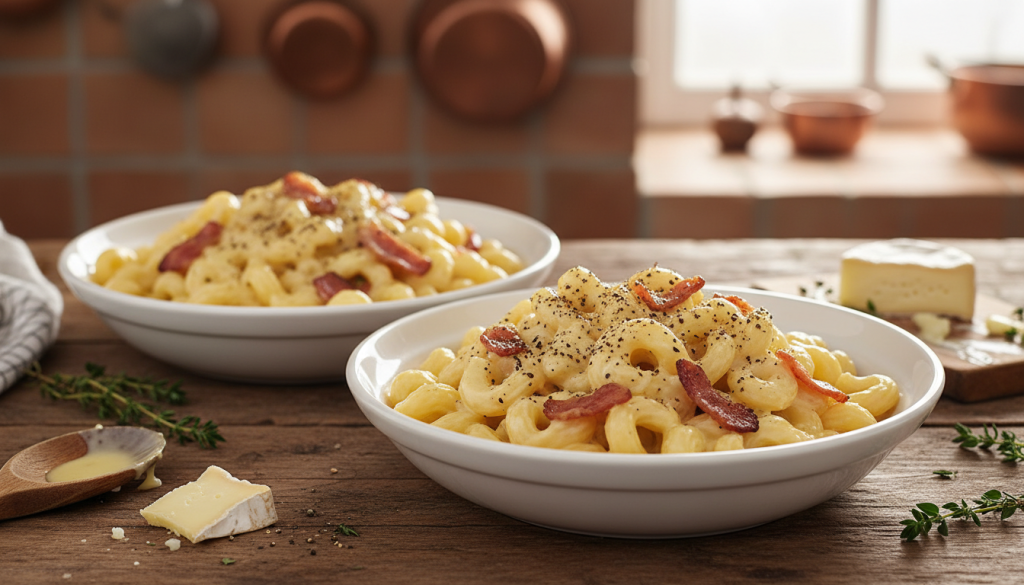 découvrez notre recette revisitée des pâtes à la carbonara avec une touche fondante unique grâce au camembert, pour un plat savoureux et original.