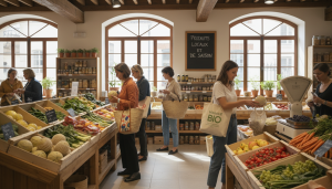 une chercheuse s'interroge sur l'impact environnemental des plastiques dans l'alimentation, en particulier l'utilité des emballages pour champignons et melons déjà découpés, et leurs conséquences sur la pollution plastique.