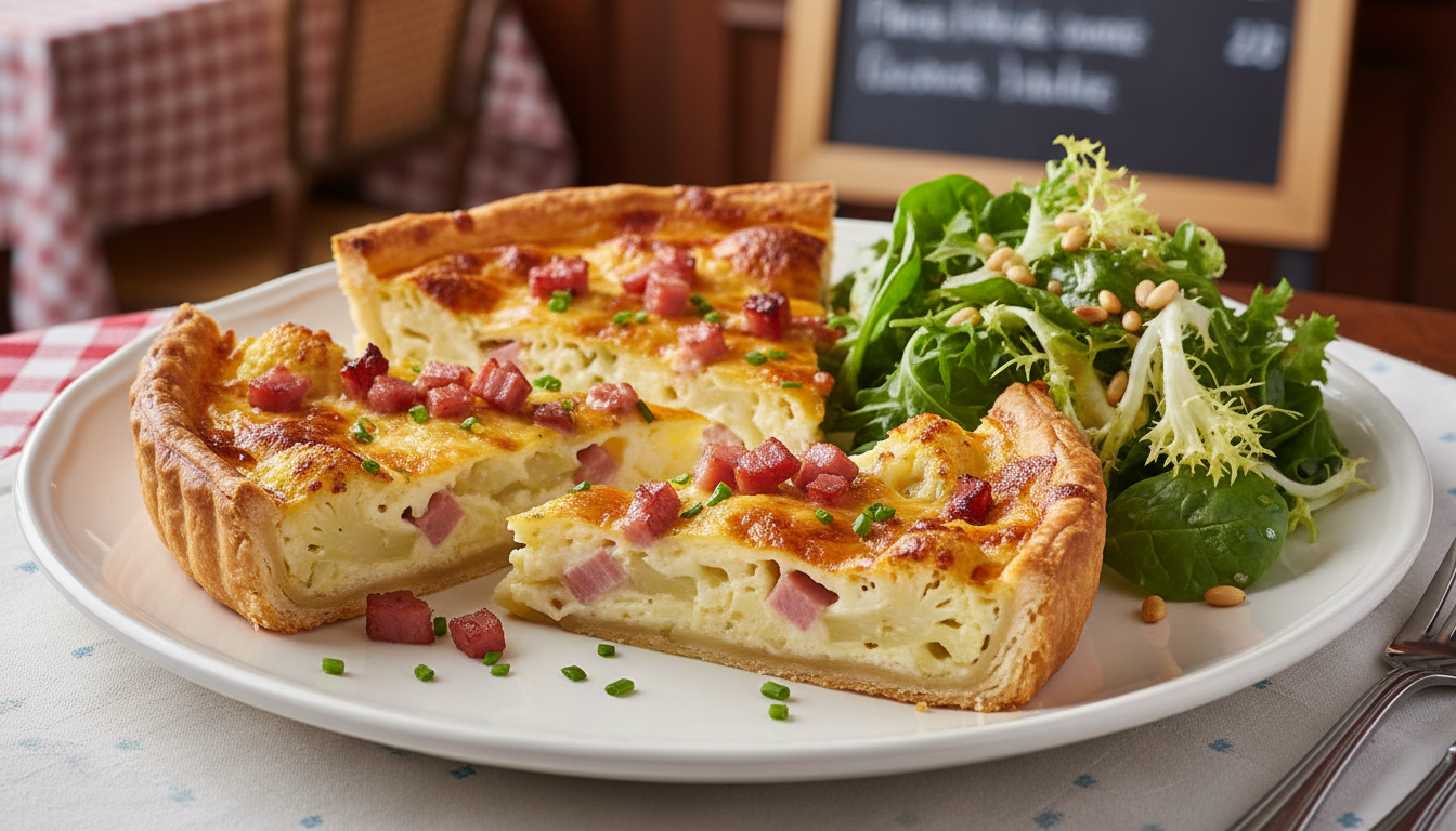 découvrez notre recette gourmande de tarte légère au chou-fleur, jambon et une pointe de muscade, idéale pour un repas savoureux et sain.