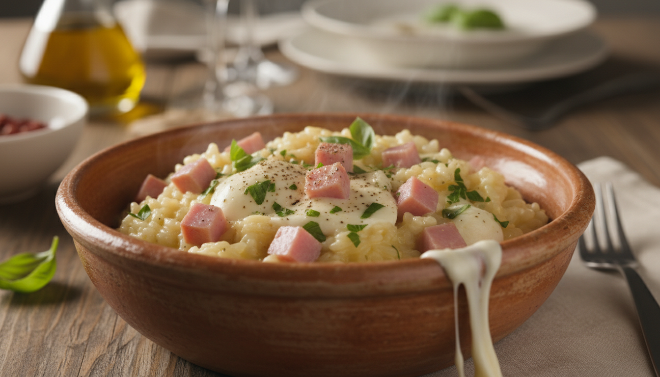 découvrez notre recette facile de risotto fondant au jambon et mozzarella, un plat savoureux et crémeux parfait pour un repas gourmand en toute simplicité.