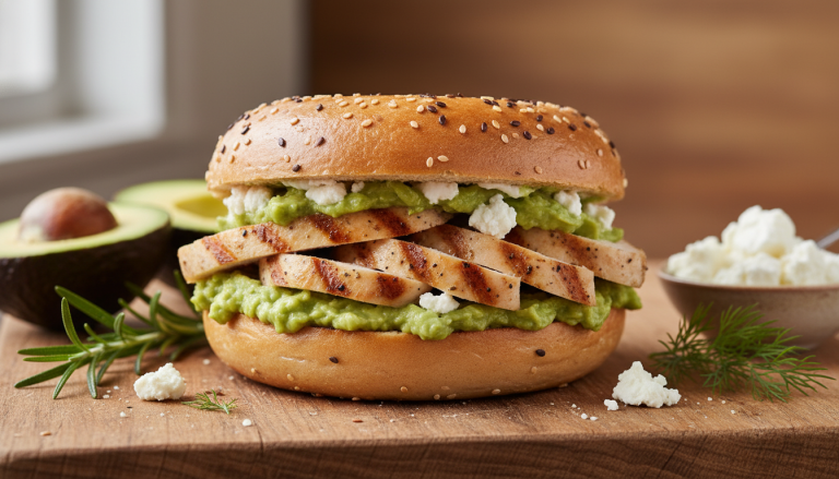 découvrez la recette incontournable du bagel gourmand au poulet, avocat crémeux et fromage de chèvre pour un délicieux repas plein de saveurs.