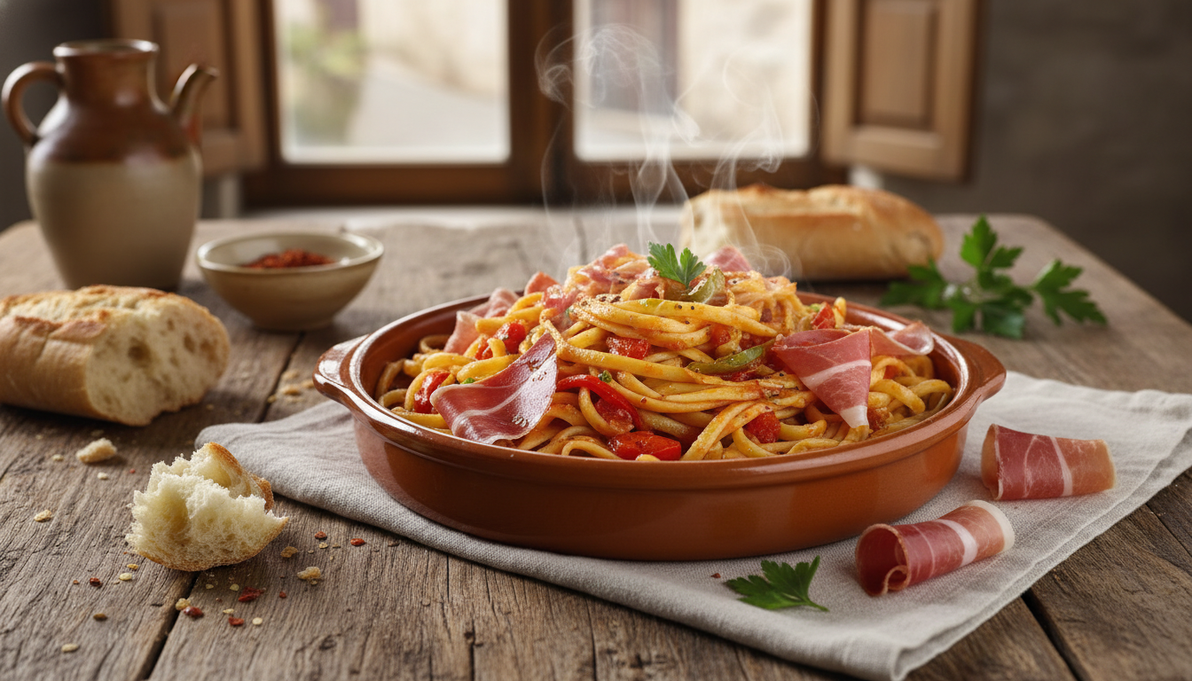 découvrez notre recette de tagliatelles légères à la basquaise, une délicieuse préparation alliant saveurs du sud-ouest et équilibre nutritionnel pour un repas gourmand et sain.