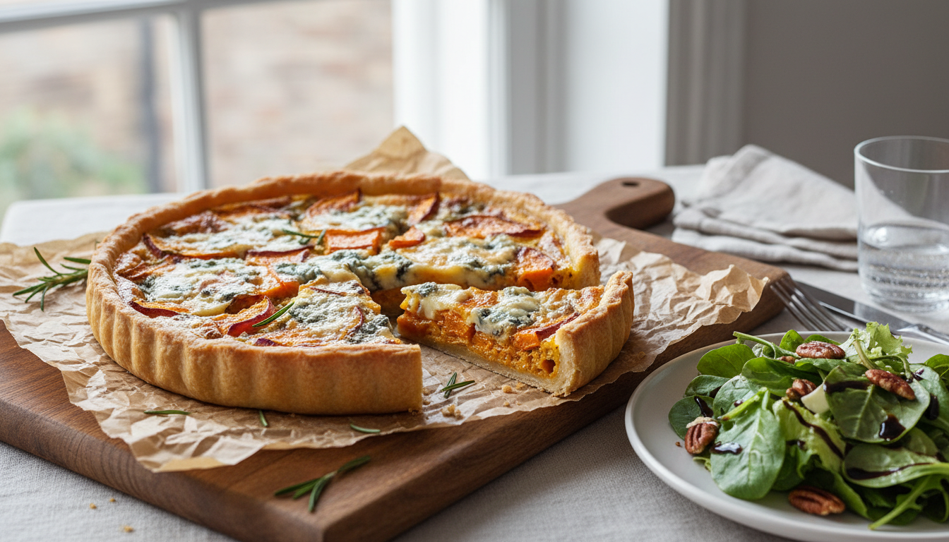 découvrez notre recette simple et savoureuse de tarte gourmande au fromage bleu et patates douces, parfaite pour un repas réconfortant et plein de saveurs.