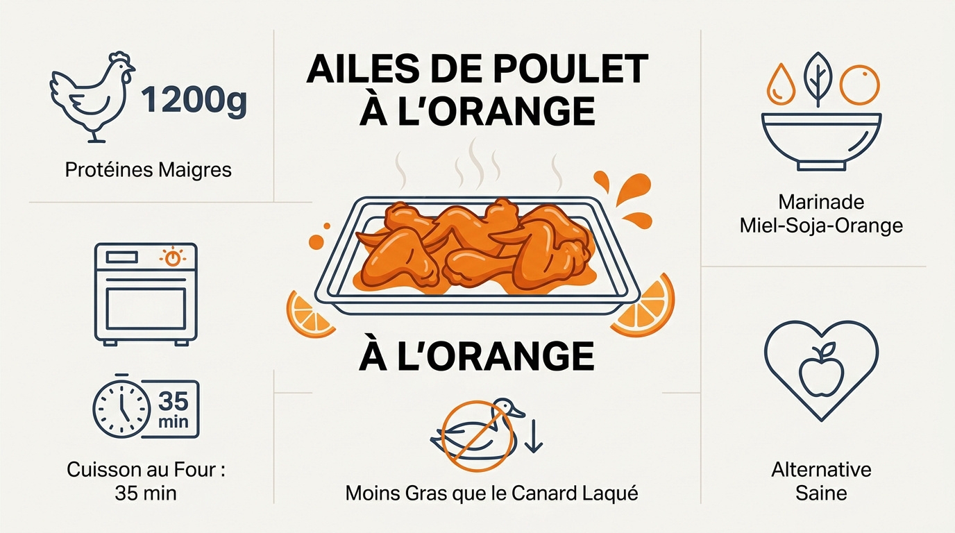 Ailes de poulet laquées à l'orange parsemées de graines de sésame