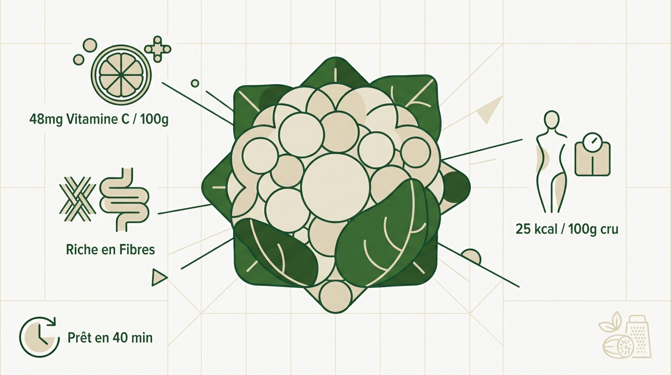 Chou-fleur frais et ses apports nutritionnels pour un velouté léger