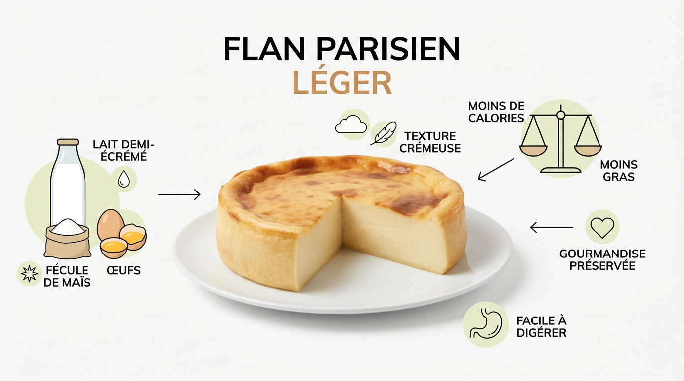 Ingrédients sains pour un flan parisien léger et onctueux