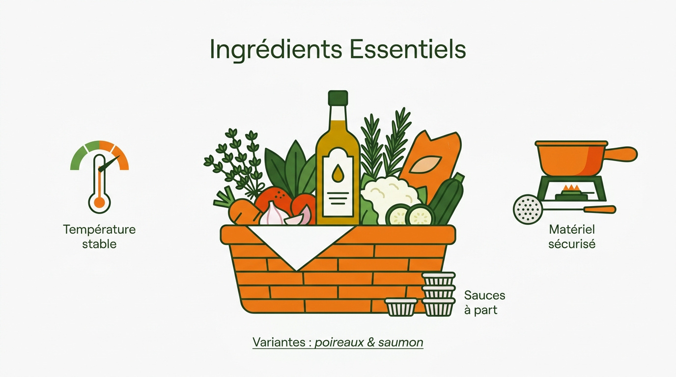 Sélection de produits frais du marché pour une fondue provençale réussie