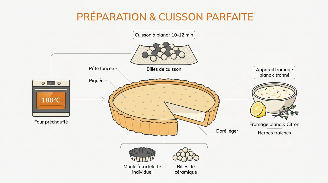 Préparation de tartelettes croustillantes au saumon et fromage blanc