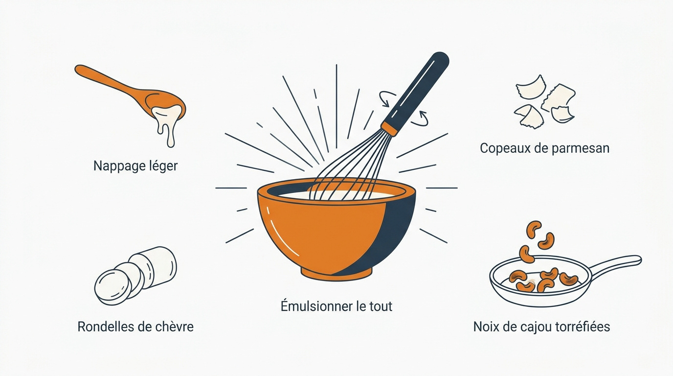 Préparation d'une vinaigrette exotique à la pulpe de fruit de la passion et huile de sésame