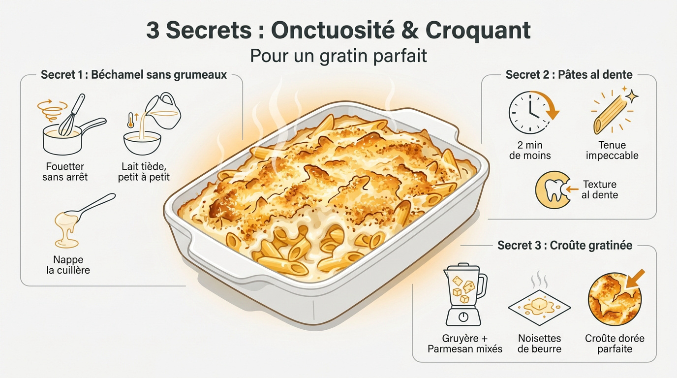 Gratin de macaronis au thon doré sortant du four
